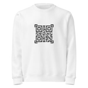 QR Printed White Unisex organic mid-weight sweatshirt