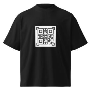 QR Printed Unisex organic oversized high neck t-shirt