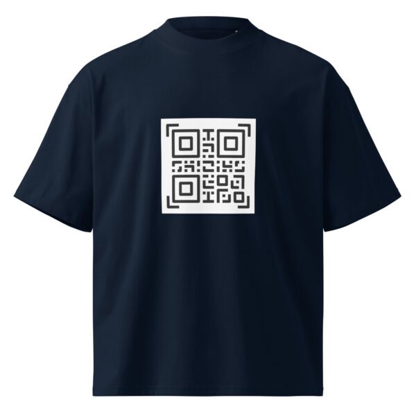 QR Printed Unisex organic oversized high neck t-shirt - Image 2