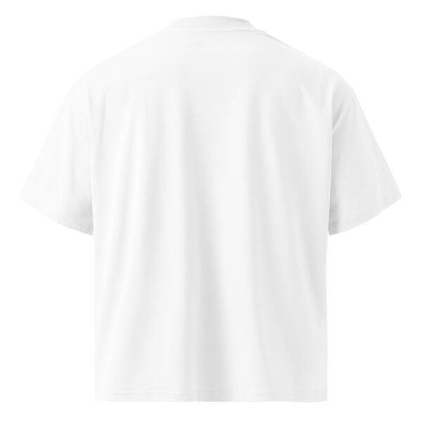 QR Printed White Unisex organic oversized high neck t-shirt - Image 2