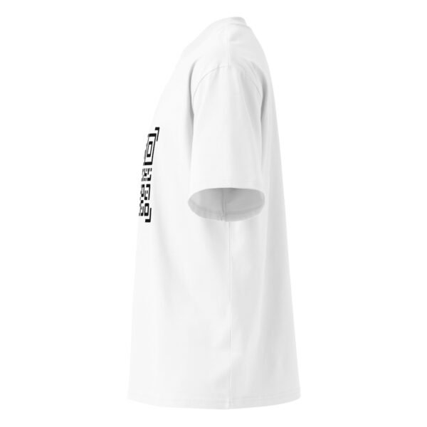 QR Printed White Unisex organic oversized high neck t-shirt - Image 4