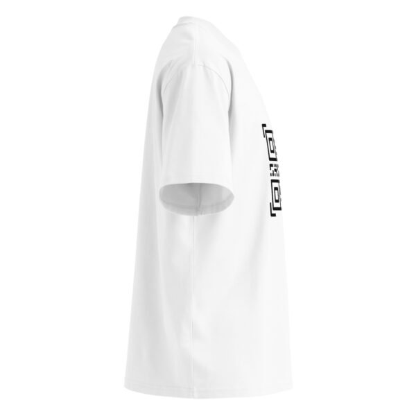 QR Printed White Unisex organic oversized high neck t-shirt - Image 3